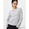 Лонгслив Uniqlo Ribbed Henley (Light Gray)